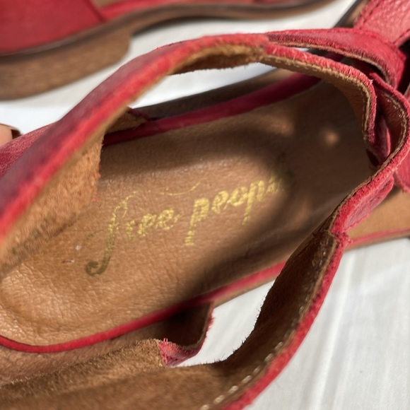 Free People Wanderlust Woven Red Leather Flats Point Toe Shoes - Picture 12 of 16